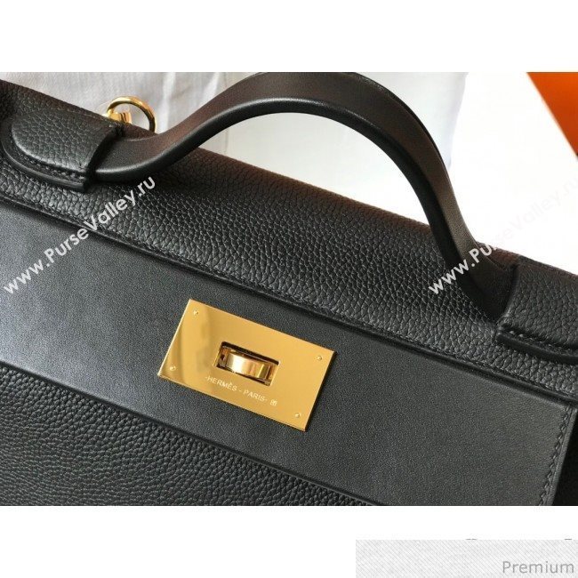 Hermes Kelly 24/24 - 29 Bag in Togo Leather Black/Gold 2018 (Half Handmade) (FLB-9040122)