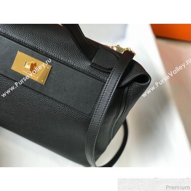 Hermes Kelly 24/24 - 29 Bag in Togo Leather Black/Gold 2018 (Half Handmade) (FLB-9040122)