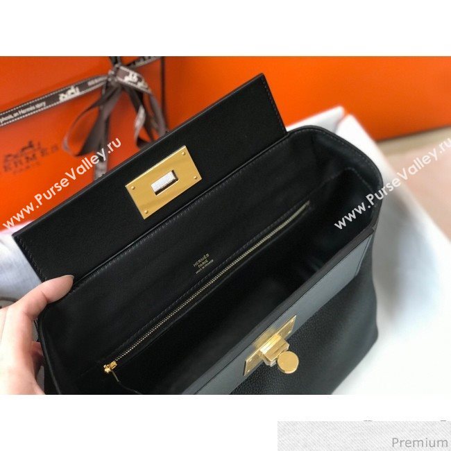 Hermes Kelly 24/24 - 29 Bag in Togo Leather Black/Gold 2018 (Half Handmade) (FLB-9040122)