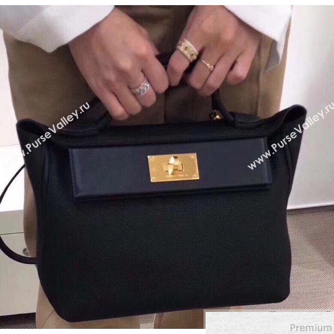 Hermes Kelly 24/24 - 29 Bag in Togo Leather Black/Gold 2018 (Half Handmade) (FLB-9040122)