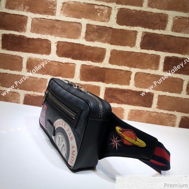Gucci Night Courrier Soft GG Supreme Belt Bag 474293 Black/Grey 2019 (BLWX-9040123)
