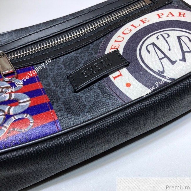 Gucci Night Courrier Soft GG Supreme Belt Bag 474293 Black/Grey 2019 (BLWX-9040123)