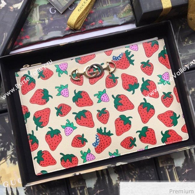 Gucci Zumi Strawberry Print Pouch 570728 2019 (BLWX-9040127)