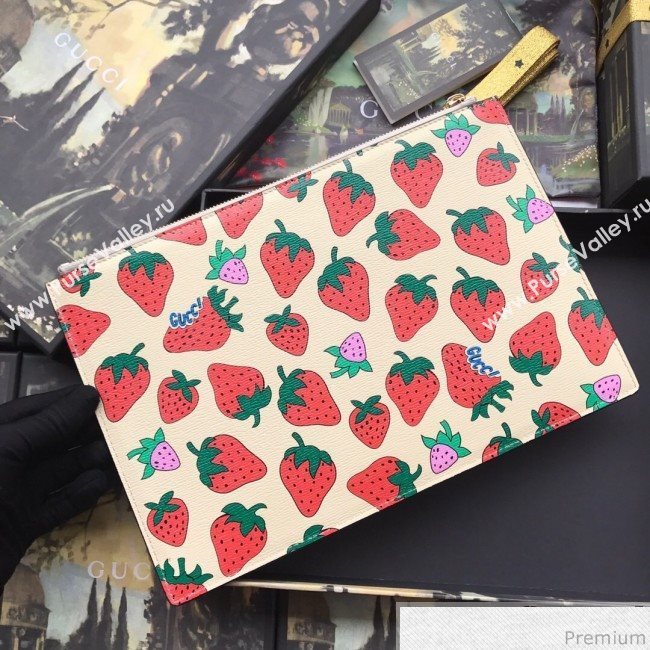 Gucci Zumi Strawberry Print Pouch 570728 2019 (BLWX-9040127)