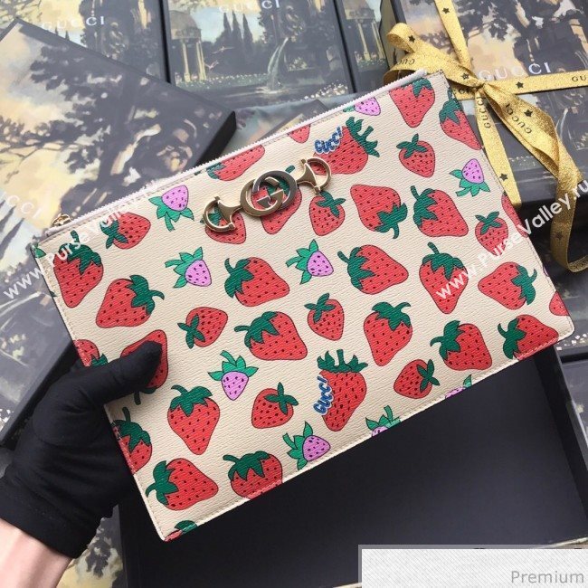 Gucci Zumi Strawberry Print Pouch 570728 2019 (BLWX-9040127)