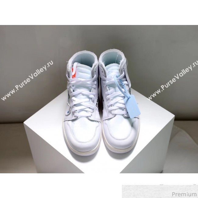 Off-White x Nike AJ1 High-top Leather Sneakers White(For Women and Men) (4022-9031150)