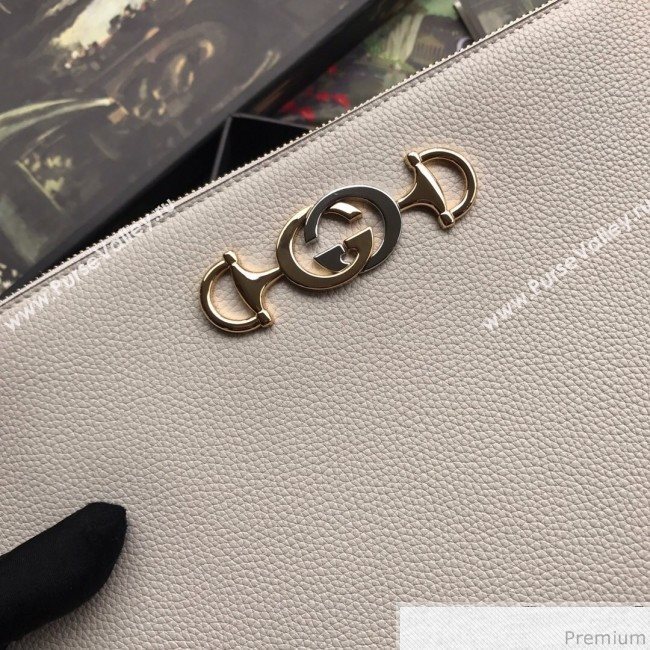 Gucci Zumi Grainy Leather Pouch 570728 White 2019 (BLWX-9040126)