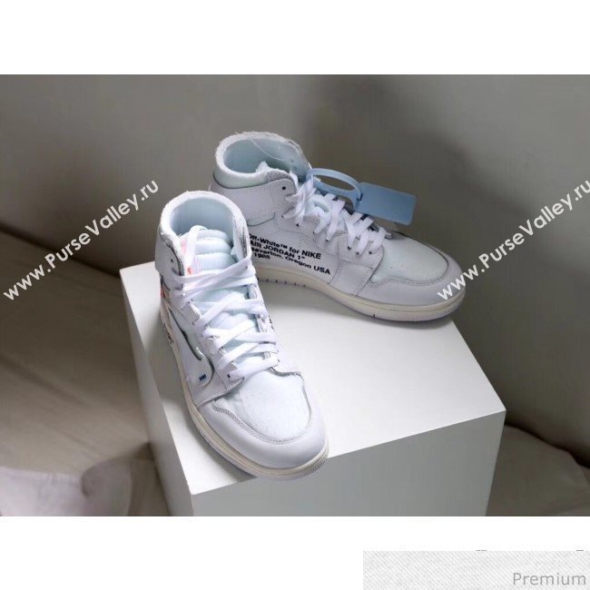 Off-White x Nike AJ1 High-top Leather Sneakers White(For Women and Men) (4022-9031150)