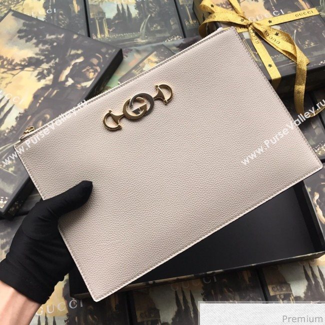Gucci Zumi Grainy Leather Pouch 570728 White 2019 (BLWX-9040126)