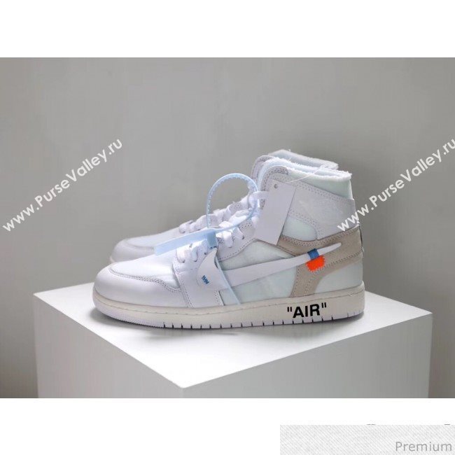Off-White x Nike AJ1 High-top Leather Sneakers White(For Women and Men) (4022-9031150)