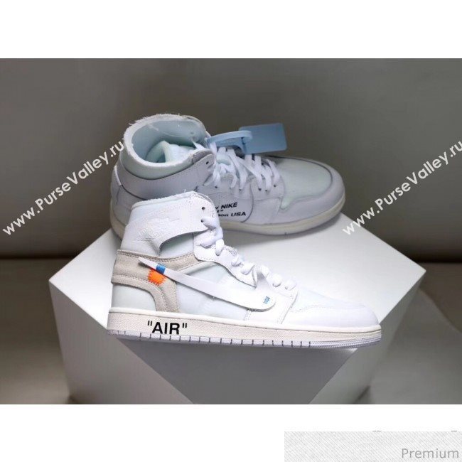 Off-White x Nike AJ1 High-top Leather Sneakers White(For Women and Men) (4022-9031150)