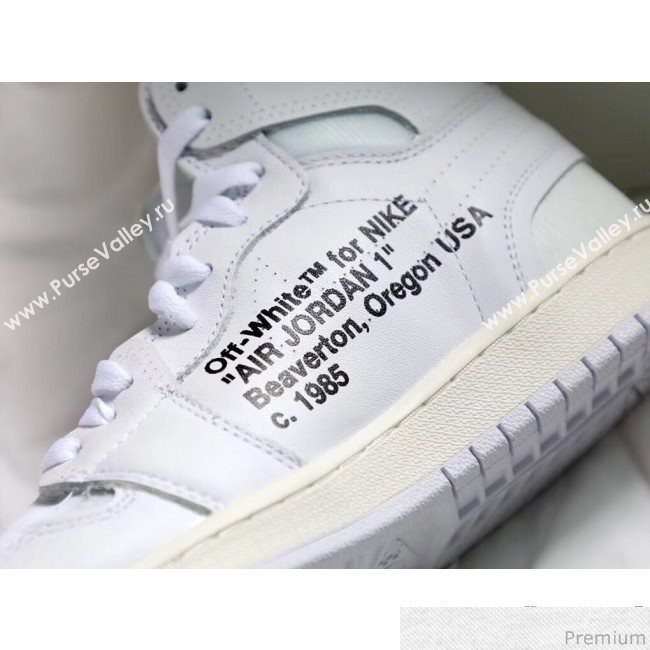 Off-White x Nike AJ1 High-top Leather Sneakers White(For Women and Men) (4022-9031150)