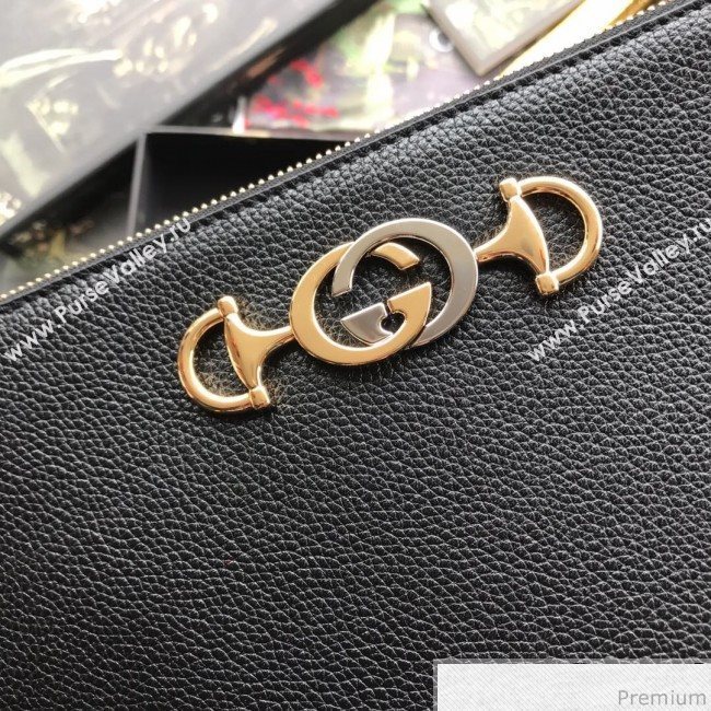 Gucci Zumi Grainy Leather Pouch 570728 Black 2019 (BLWX-9040125)