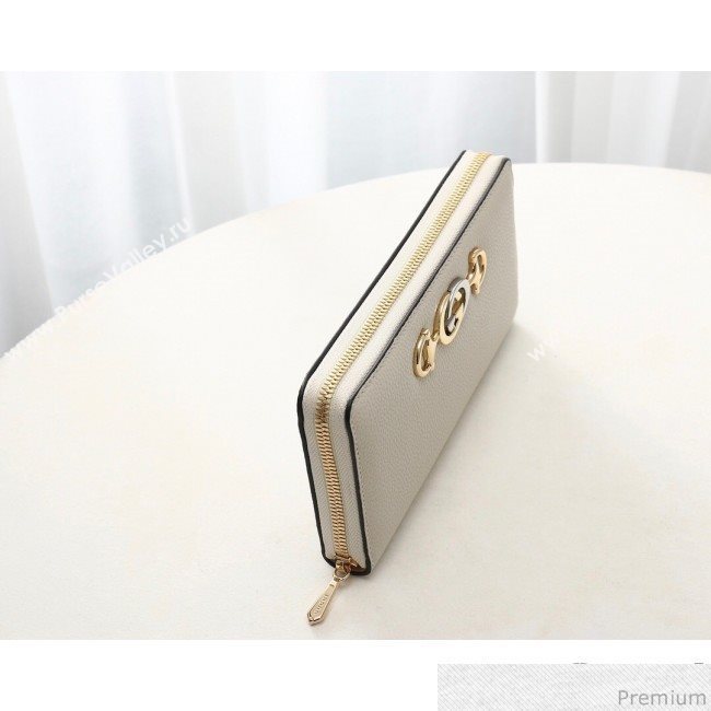 Gucci Zumi Grainy Leather Zip Around Wallet 570661 White (JM-9040135)