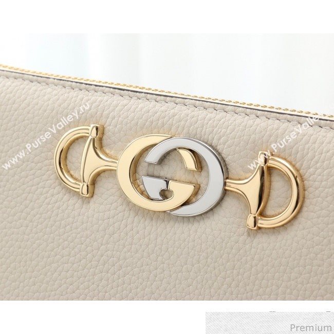Gucci Zumi Grainy Leather Zip Around Wallet 570661 White (JM-9040135)