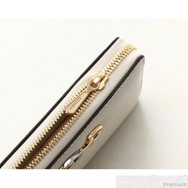 Gucci Zumi Grainy Leather Zip Around Wallet 570661 White (JM-9040135)