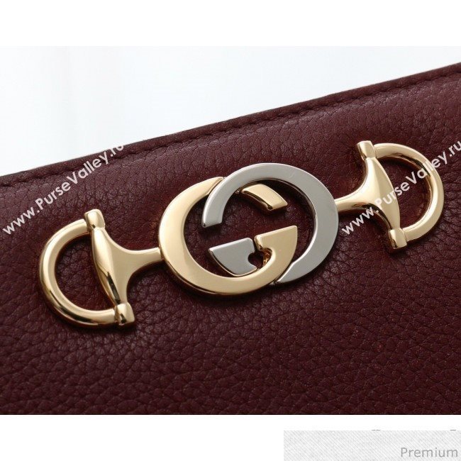 Gucci Zumi Grainy Leather Zip Around Wallet 570661 Burgundy (JM-9040136)