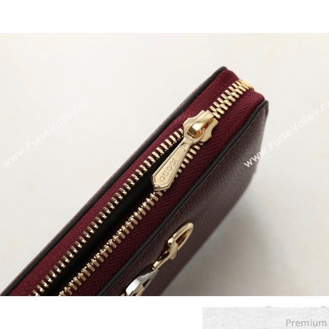 Gucci Zumi Grainy Leather Zip Around Wallet 570661 Burgundy (JM-9040136)