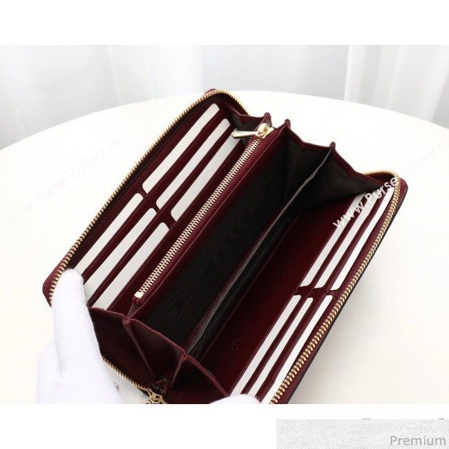 Gucci Zumi Grainy Leather Zip Around Wallet 570661 Burgundy (JM-9040136)