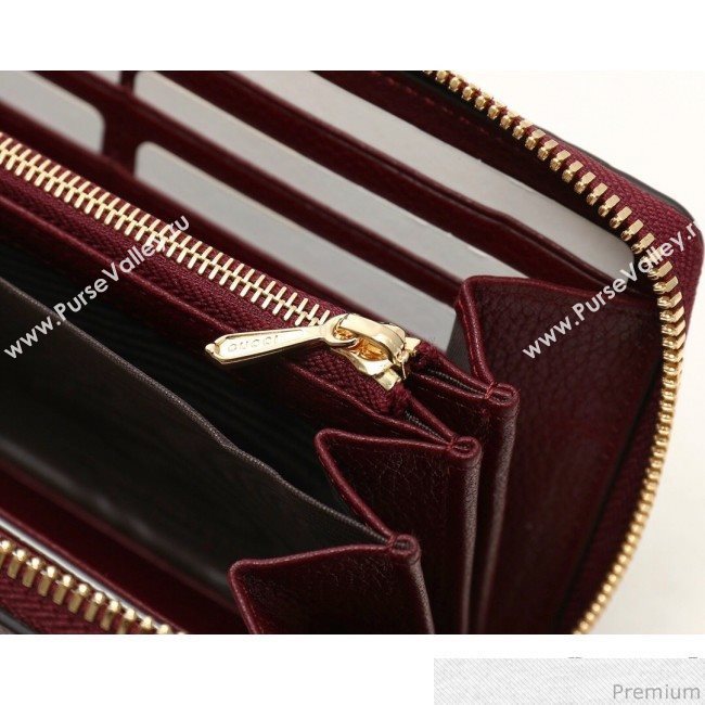 Gucci Zumi Grainy Leather Zip Around Wallet 570661 Burgundy (JM-9040136)