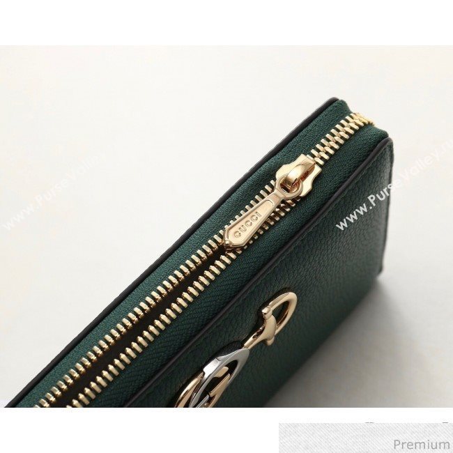 Gucci Zumi Grainy Leather Zip Around Wallet 570661 Green (JM-9040137)