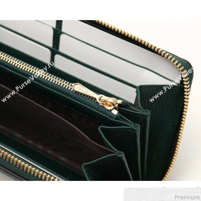 Gucci Zumi Grainy Leather Zip Around Wallet 570661 Green (JM-9040137)