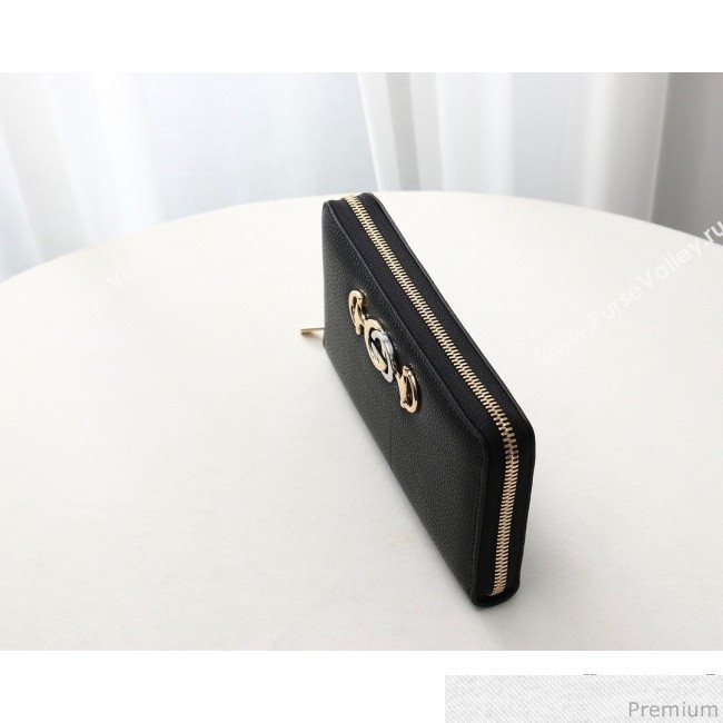 Gucci Zumi Grainy Leather Zip Around Wallet 570661 Black (JM-9040138)