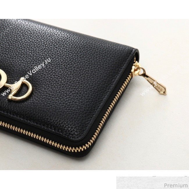 Gucci Zumi Grainy Leather Zip Around Wallet 570661 Black (JM-9040138)