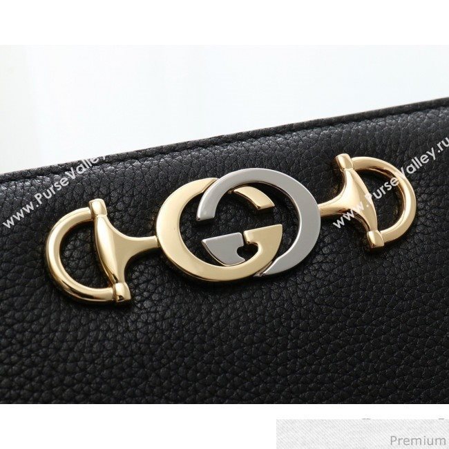 Gucci Zumi Grainy Leather Zip Around Wallet 570661 Black (JM-9040138)