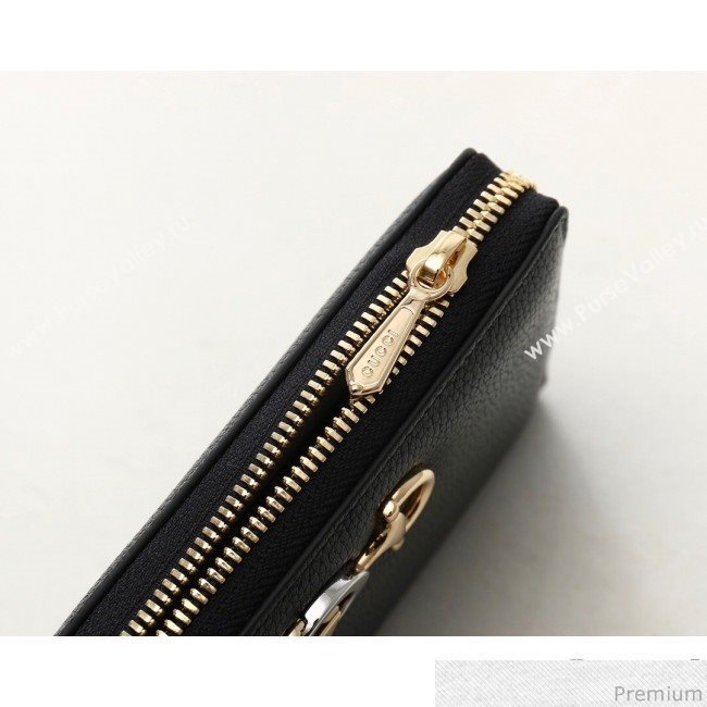 Gucci Zumi Grainy Leather Zip Around Wallet 570661 Black (JM-9040138)
