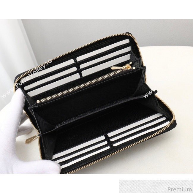 Gucci Zumi Grainy Leather Zip Around Wallet 570661 Black (JM-9040138)