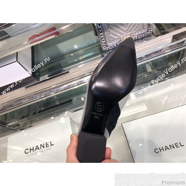 Chanel Camellia Mesh Heel Short Boots G34544 Gray 2019 (XO-9040443)
