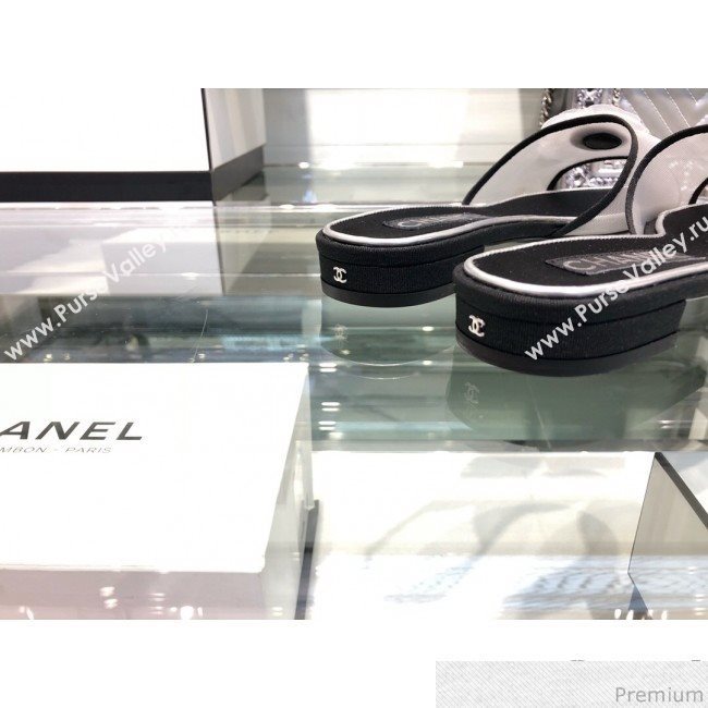 Chanel Camellia Mesh Flat Sandals G34542 Gray 2019 (XO-9040447)