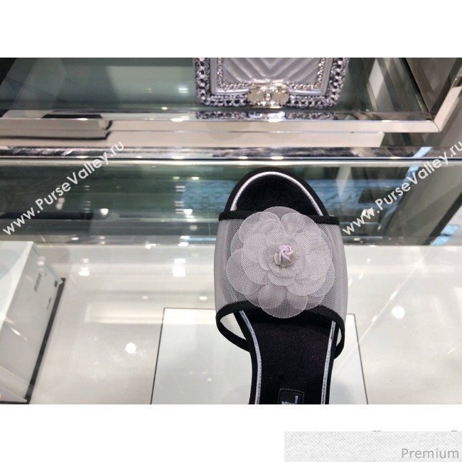 Chanel Camellia Mesh Flat Sandals G34542 Gray 2019 (XO-9040447)