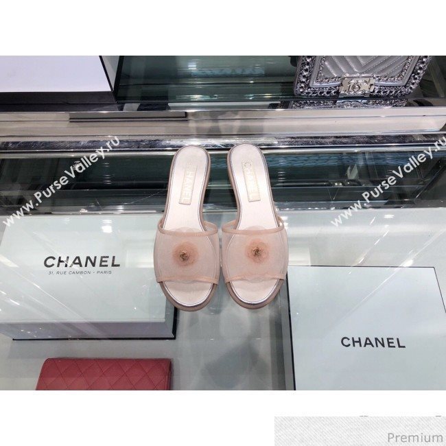 Chanel Camellia Mesh Flat Sandals G34542 Pink 2019 (XO-9040448)