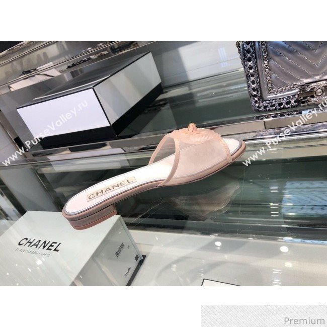 Chanel Camellia Mesh Flat Sandals G34542 Pink 2019 (XO-9040448)
