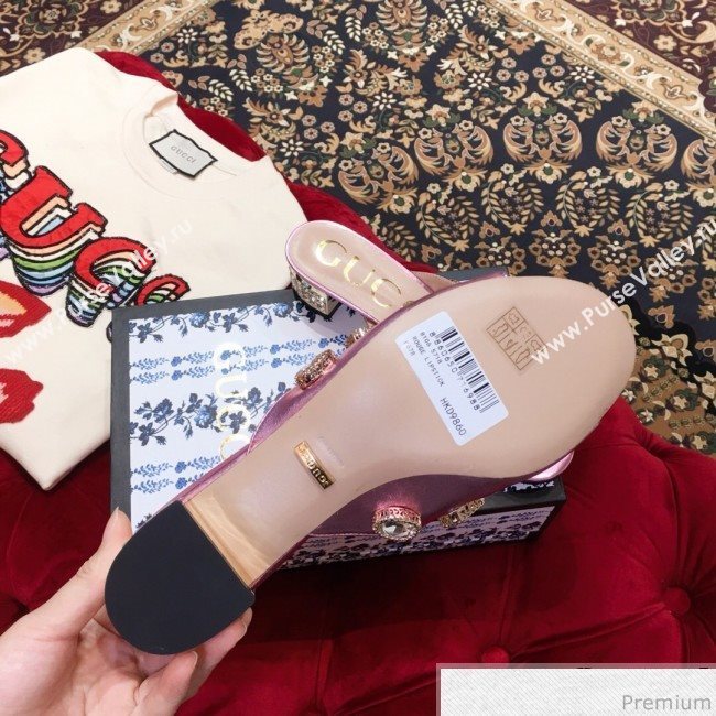 Gucci Low-heel Stone Slide Sandals Pink 2019 (KL-9040453)