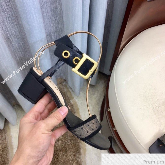 Dior D-Dior Mesh Mid-heel Sandals Black 2019 (HZJ-9040459)