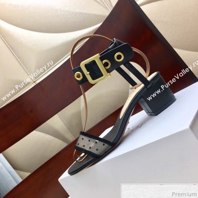 Dior D-Dior Mesh Mid-heel Sandals Black 2019 (HZJ-9040459)