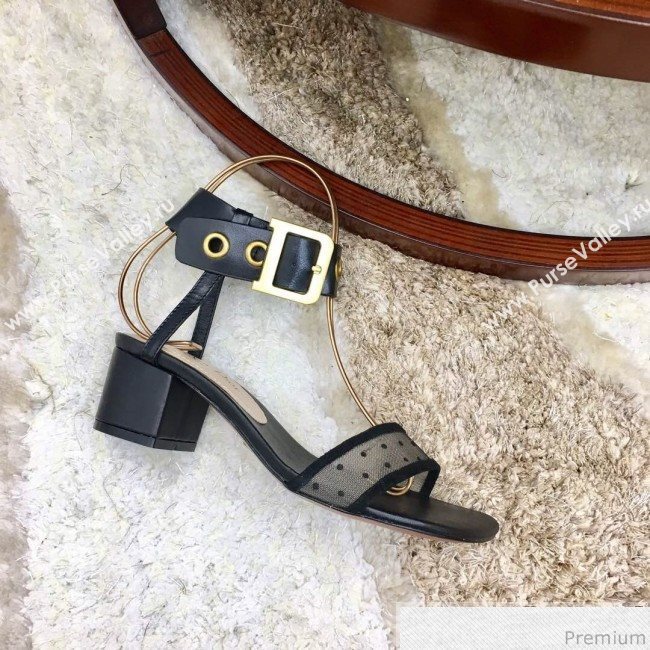 Dior D-Dior Mesh Mid-heel Sandals Black 2019 (HZJ-9040459)