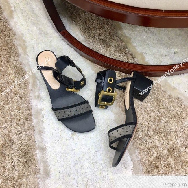 Dior D-Dior Mesh Mid-heel Sandals Black 2019 (HZJ-9040459)