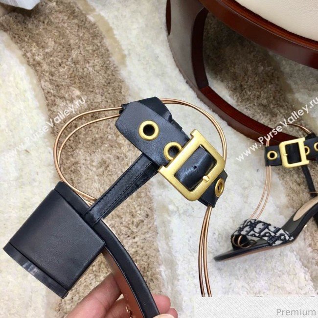 Dior D-Dior Mid-heel Sandals Blue Oblique Canvas 2019 (HZJ-9040458)