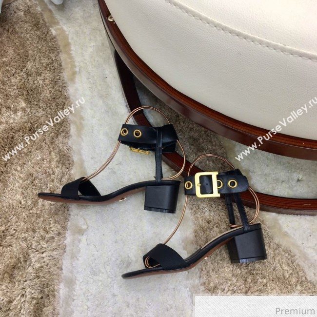 Dior D-Dior Mid-heel Sandals Black Canvas 2019 (HZJ-9040457)