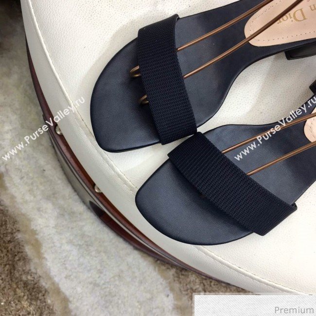Dior D-Dior Mid-heel Sandals Black Canvas 2019 (HZJ-9040457)