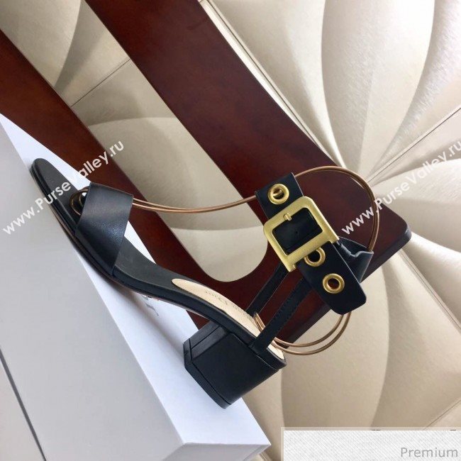 Dior D-Dior Mid-heel Sandals in Black Calfskin 2019 (HZJ-9040455)