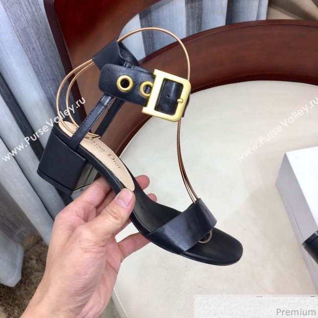 Dior D-Dior Mid-heel Sandals in Black Calfskin 2019 (HZJ-9040455)