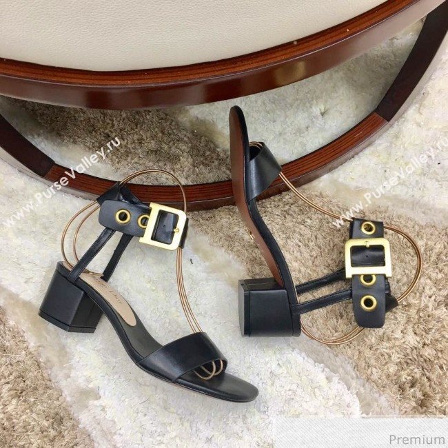 Dior D-Dior Mid-heel Sandals in Black Calfskin 2019 (HZJ-9040455)