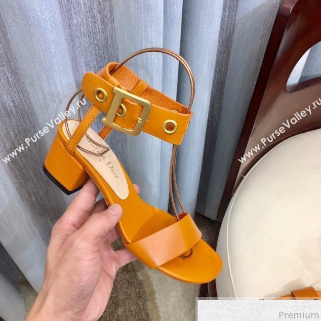 Dior D-Dior Mid-heel Sandals in Apricot Calfskin 2019 (HZJ-9040456)