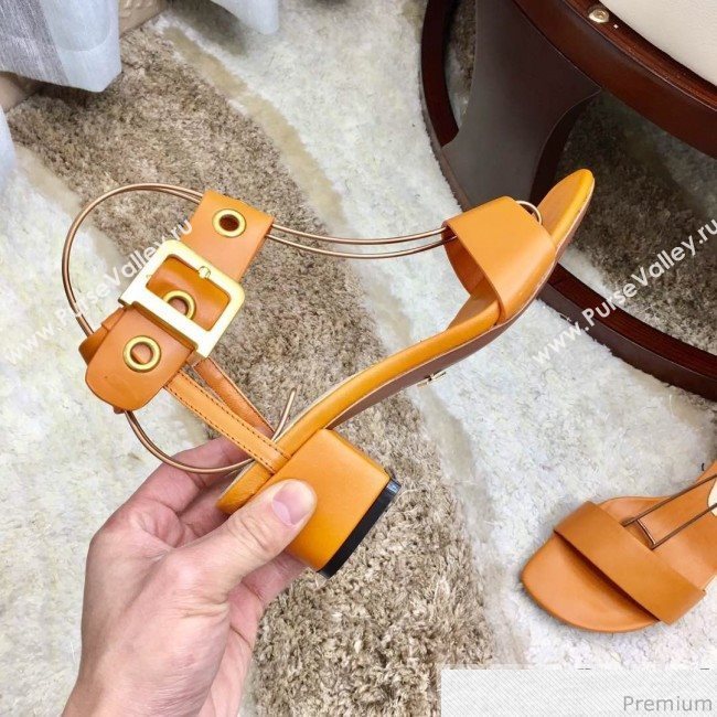 Dior D-Dior Mid-heel Sandals in Apricot Calfskin 2019 (HZJ-9040456)