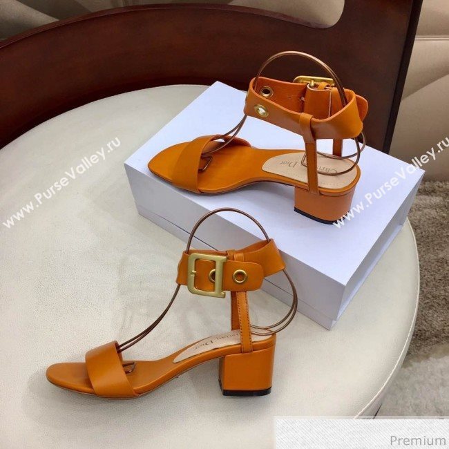 Dior D-Dior Mid-heel Sandals in Apricot Calfskin 2019 (HZJ-9040456)